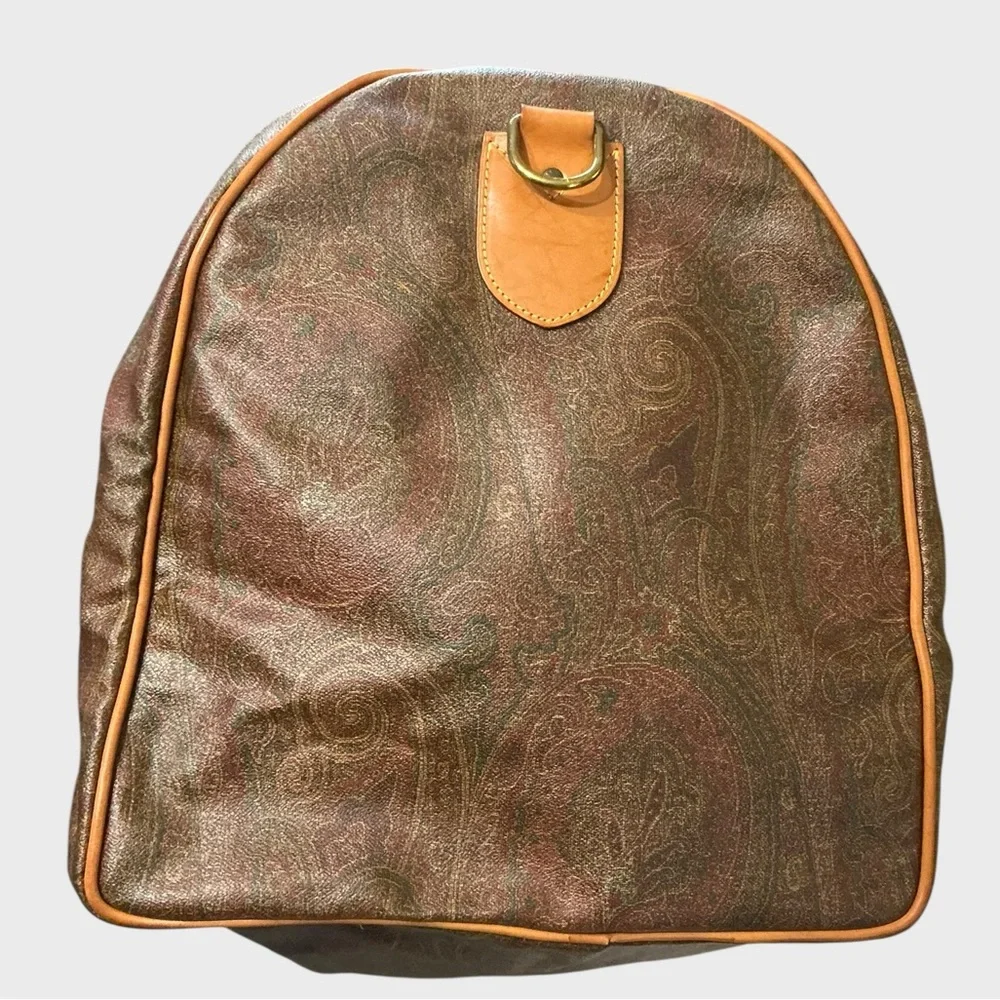 Etro Milano XL Paisley Leather Weekender Travel Duffel Italy vintage